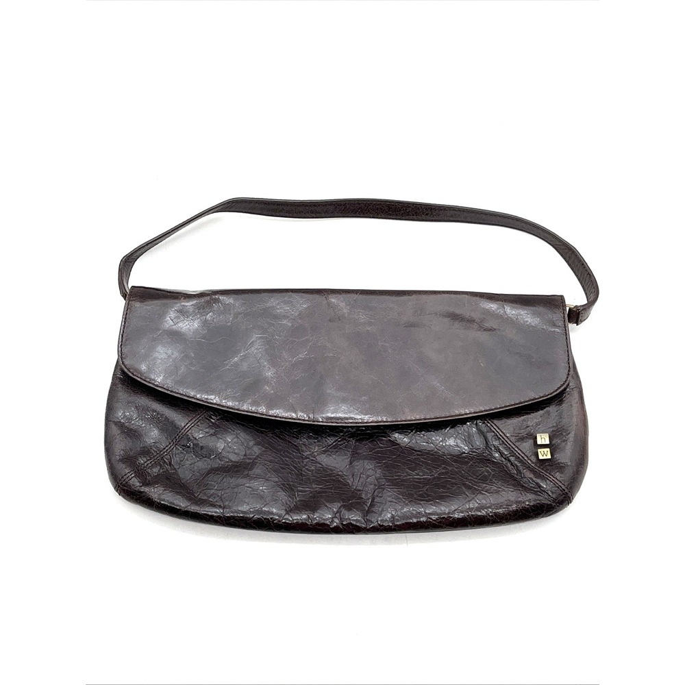 Helen‎ Welsh Brown Genuine Leather Baguette Shoulder Bag Magnetic Flap